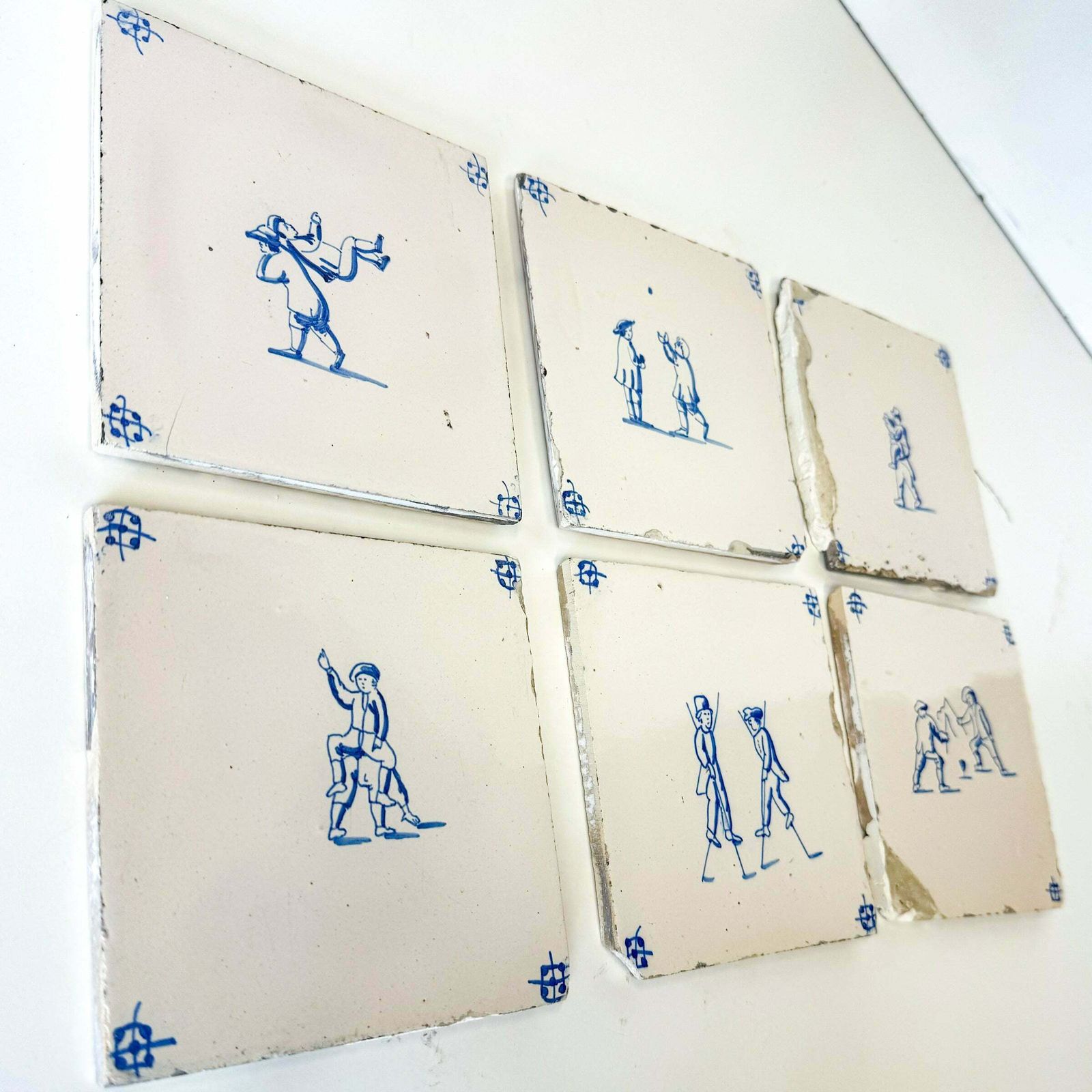 photo buy Set Of 6 Antique 18th Century Dutch Delft Tiles