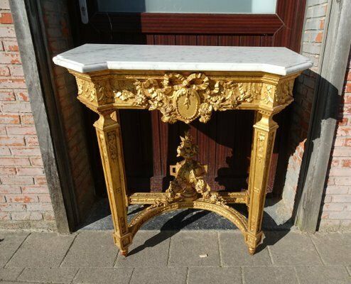photo buy Antique Carved Gilded Wooden Console Table, 1890s