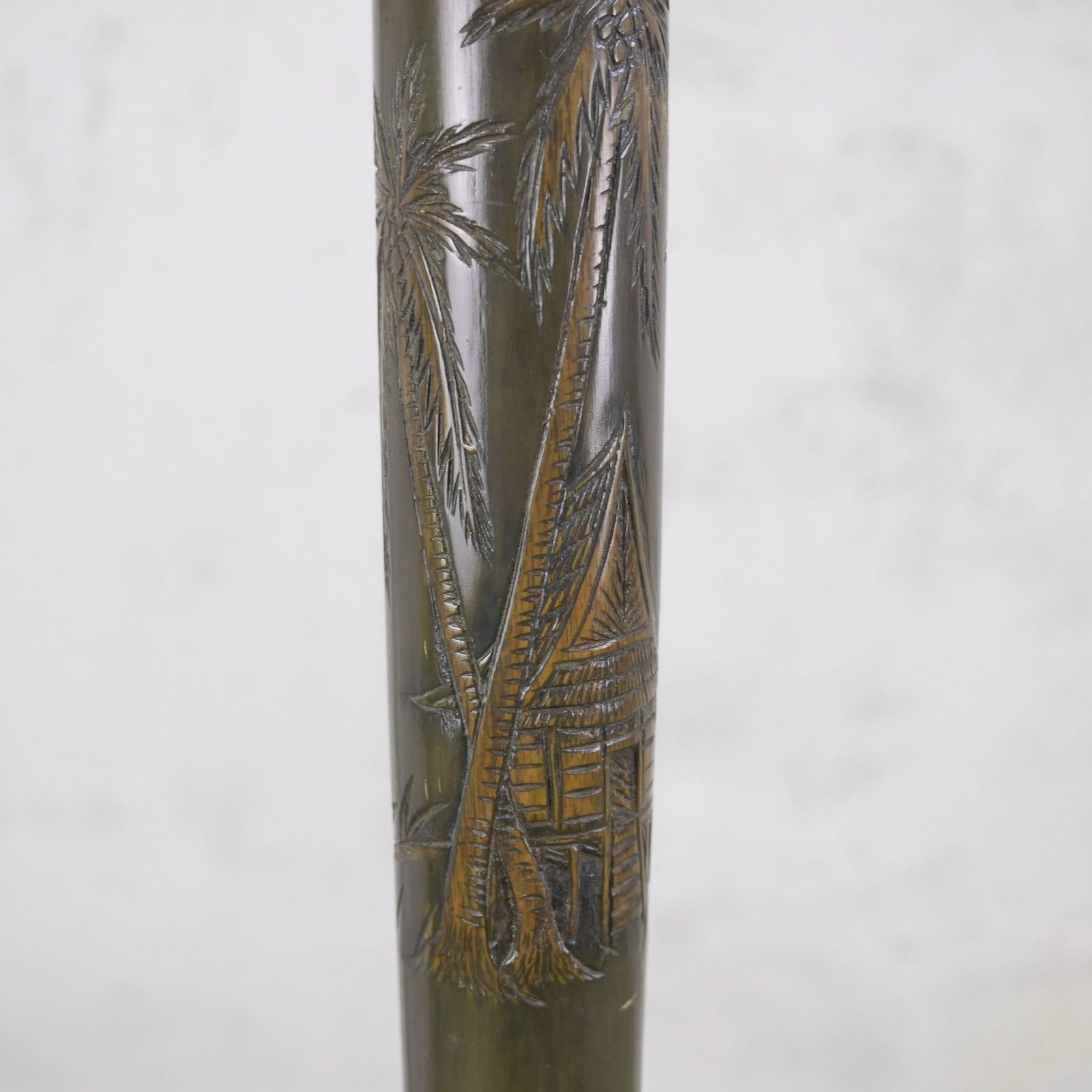 Lighting Antique Early 20th Century Chinoiserie Carved Painted Wood Standard Lamp #102516 photo