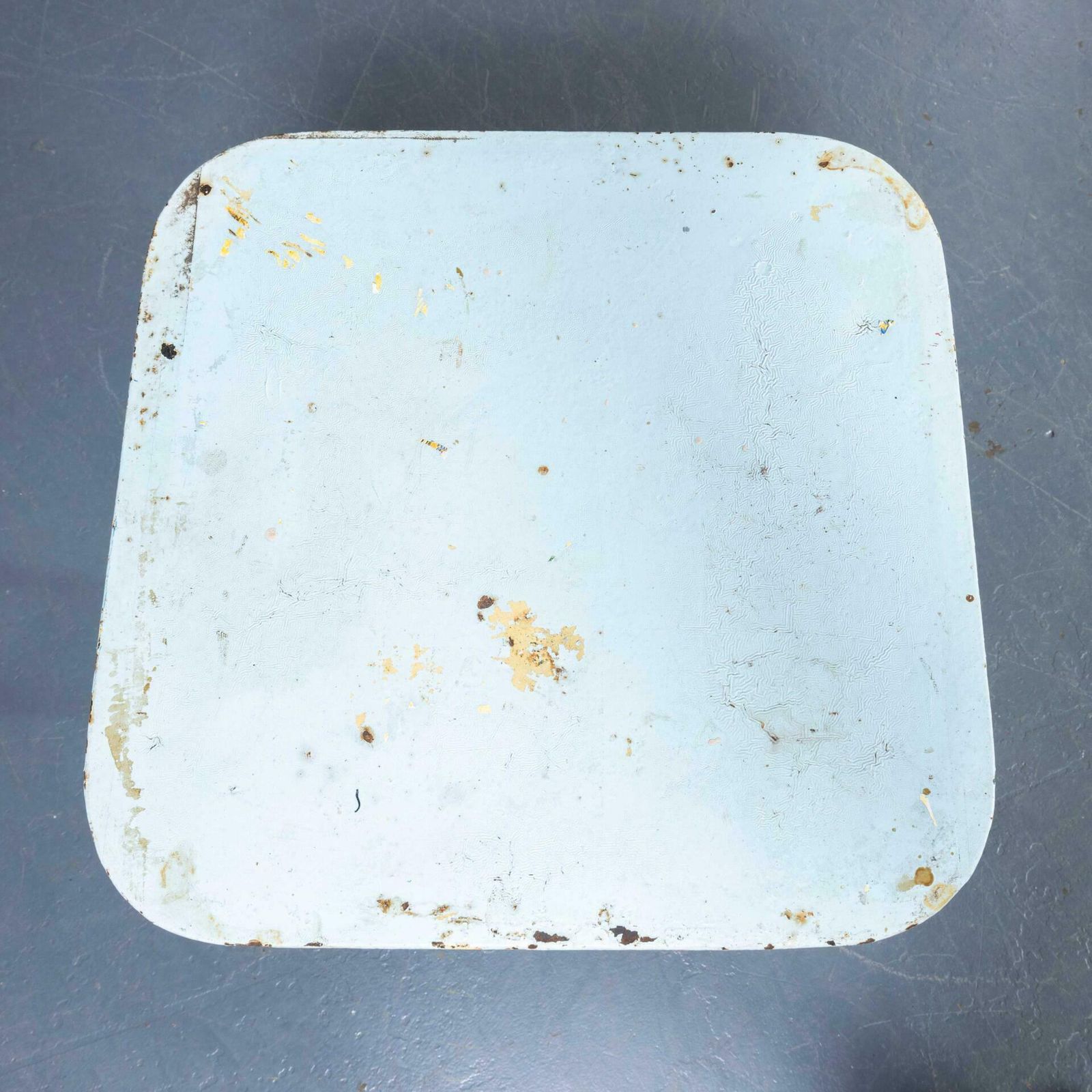 1950’s Simple Light Blue French Square Outdoor Metal Table photo vinterior