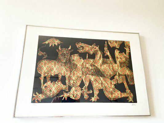 photo furniture Enrico Baj, Guernica, 1960s, Aquatint, Framed