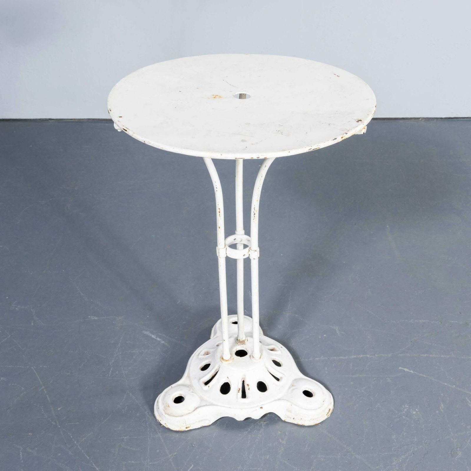 1950’s French Metal Tripod Base Outdoor Small Gueridon Table photo furniture