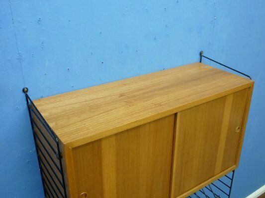 photo for sale Scandinavian Elm Veneer Shelf With Newspaper Shelf By Strinning, Kajsa & Nils Nisse For String, 1960s