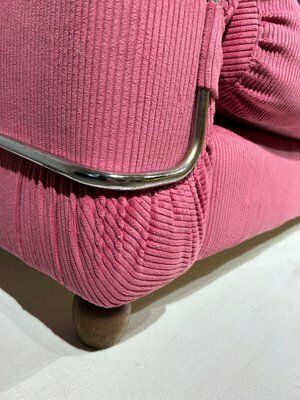 Pink Corduroy Sofa Attributed To Piazzesi, 1970s photo buy