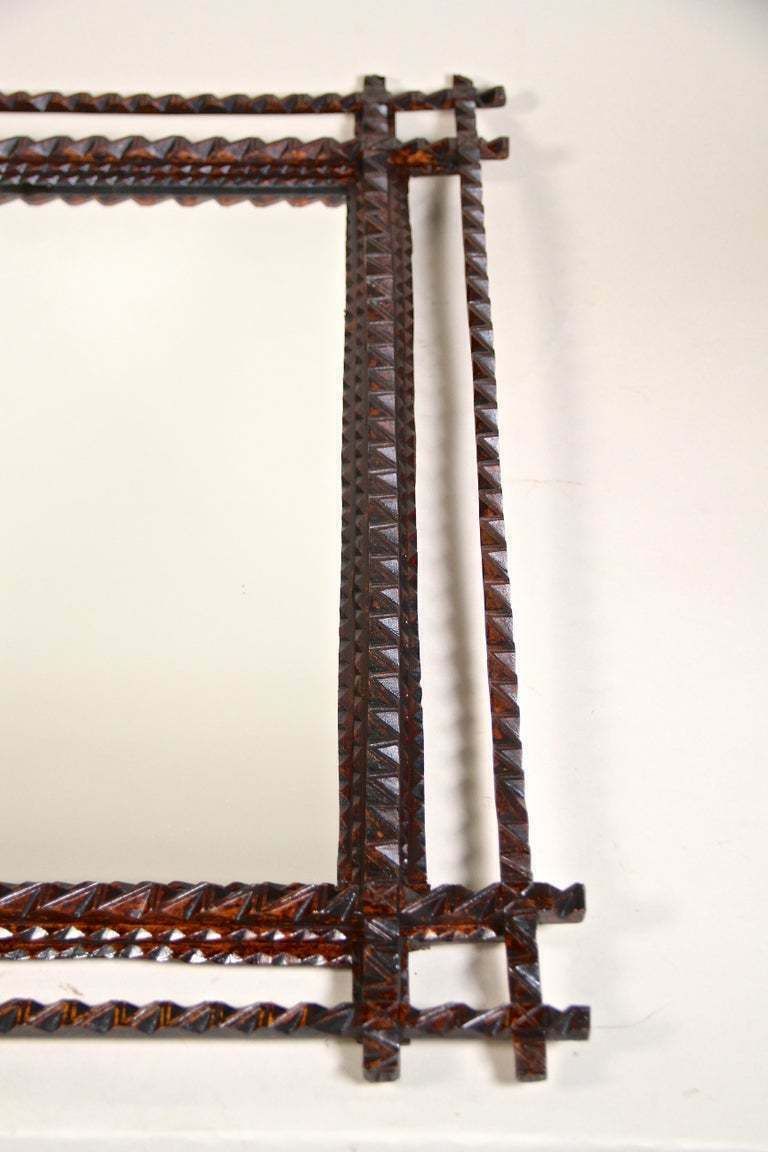 photo for sale Tramp Art Rustic Wall Mirror Late 19th Century, Austria, Circa 1880