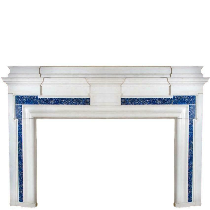 Monumental Antique Lapis Lazuli Marble Fireplace Surround photo for sale