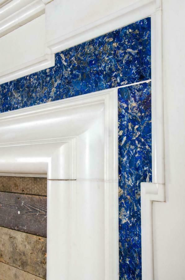 Monumental Antique Lapis Lazuli Marble Fireplace Surround photo vinterior