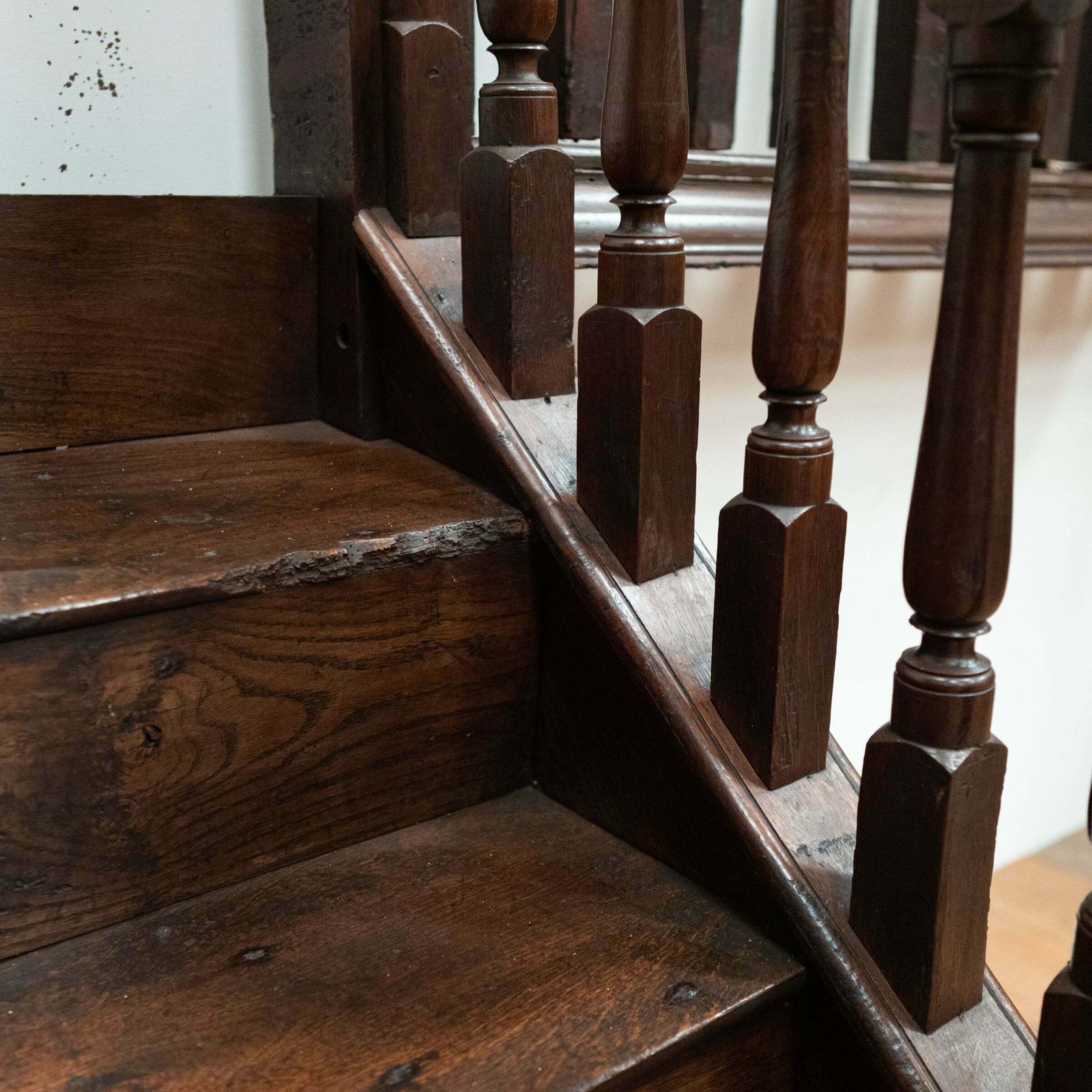 45000.0 Antique Queen Anne 18th Century Oak Staircase photo