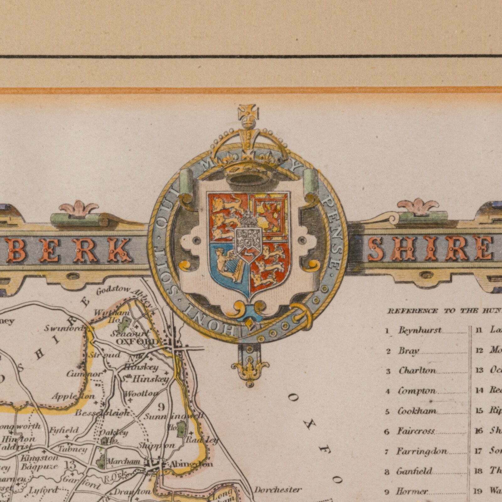 Antique Berkshire Map, English County, Framed Engraving, Cartography, Lithograph photo vinterior