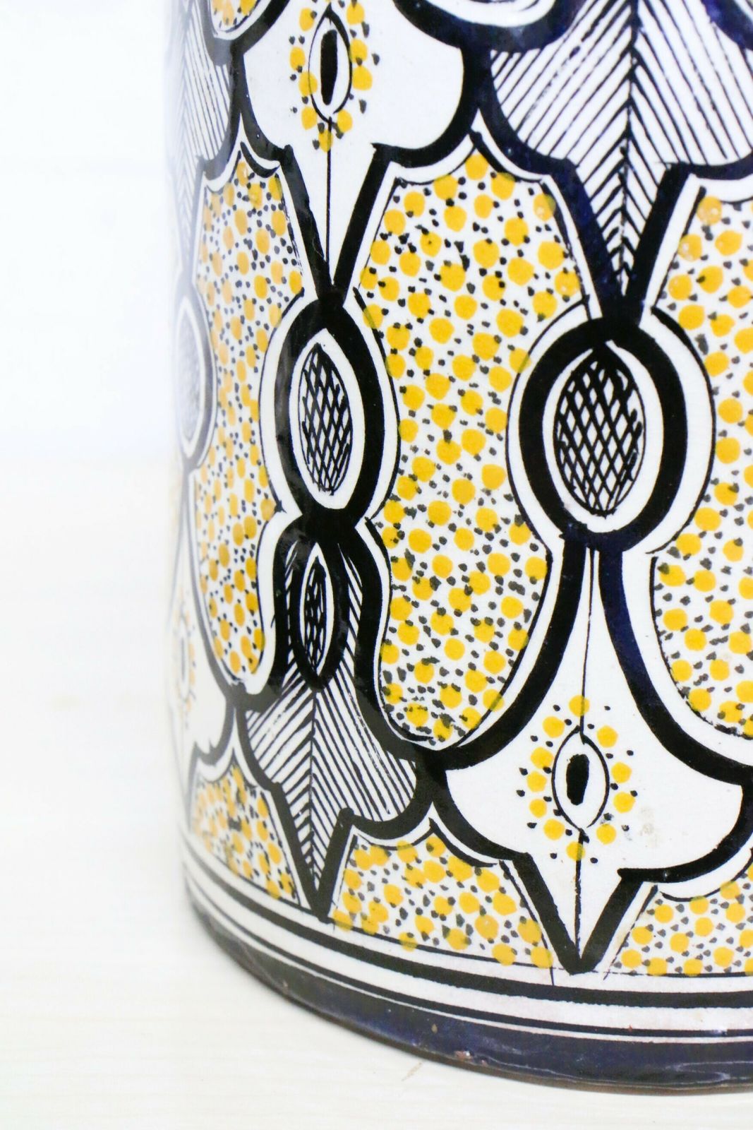 A Large Antique Moroccan Safi Pottery Vase In Yellow And Blue photo buy