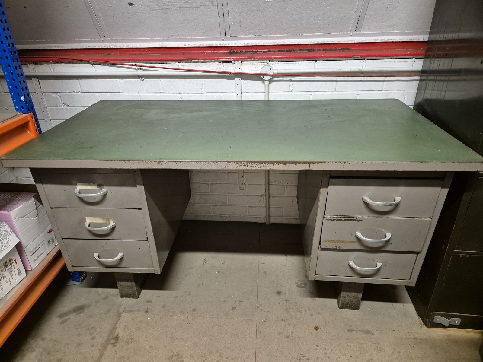 Pair Of Painted Metal Desks With Laminate Top 1950s By Carlotti photo for sale