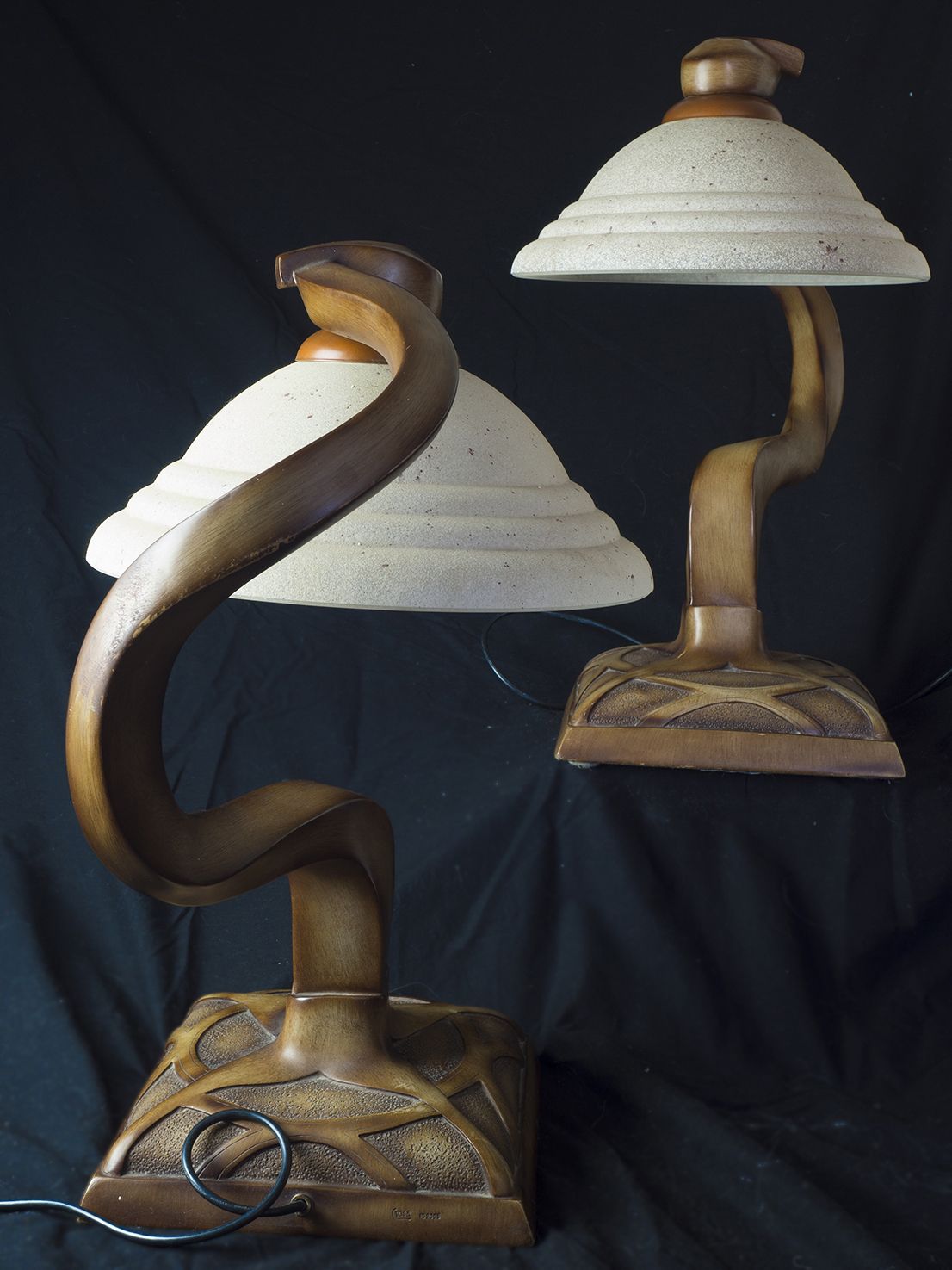 21st Century Twisted Deco Lamps With Hand Painted Faux Wood Finish photo 620.0