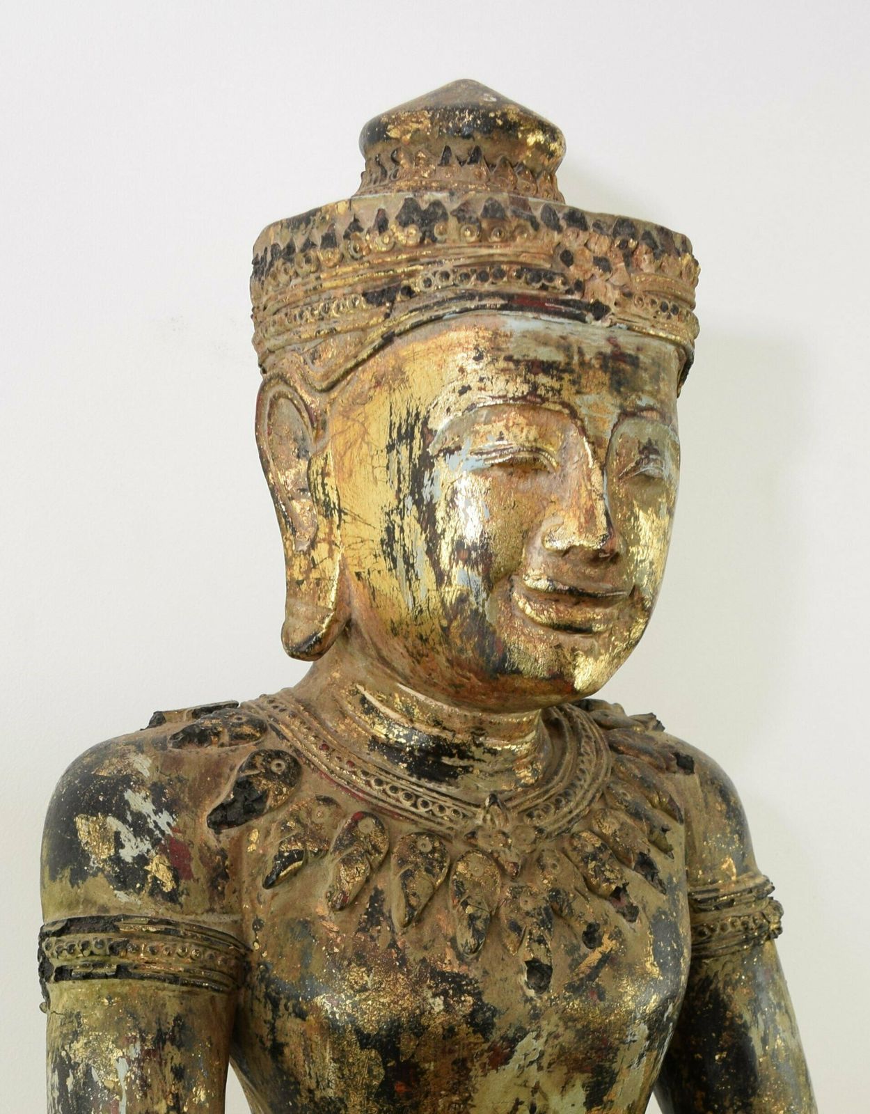 Large Antique Wooden Burmese Buddha Statue