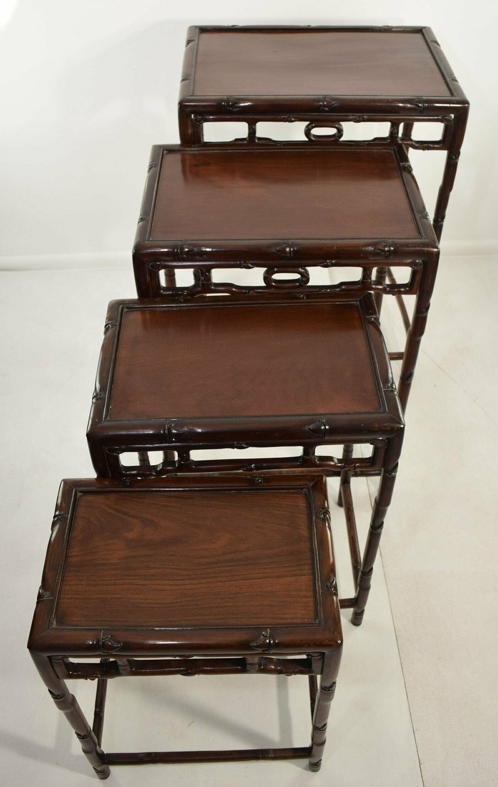 Antique Rosewood Faux Bamboo Nest Of Four Tables photo Furniture
