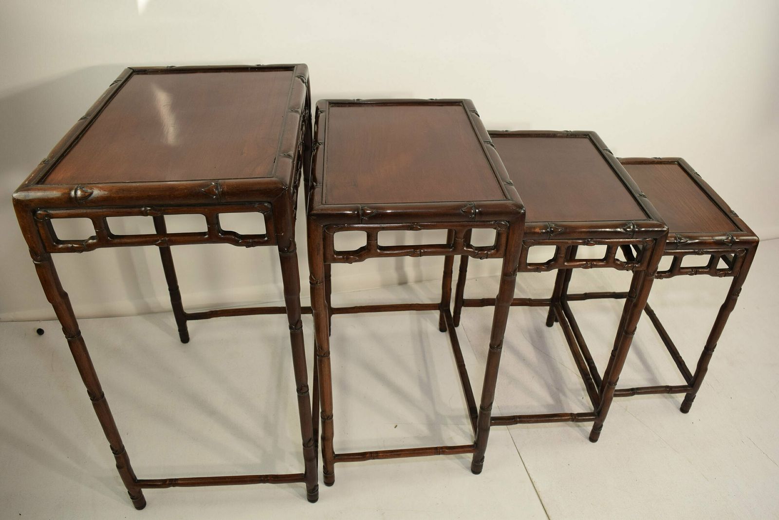 Antique Rosewood Faux Bamboo Nest Of Four Tables photo 1225.0