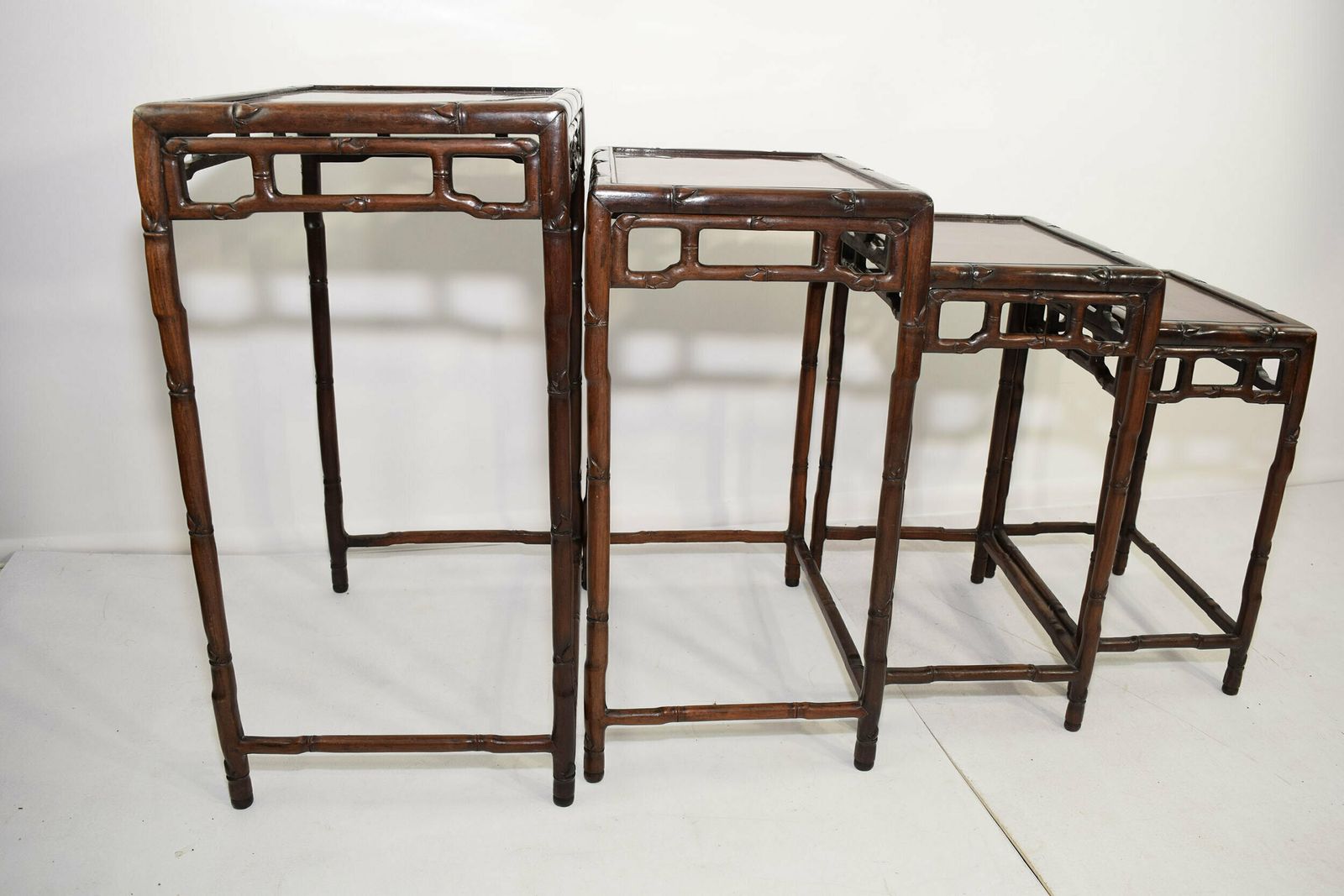 Antique Rosewood Faux Bamboo Nest Of Four Tables photo vinterior