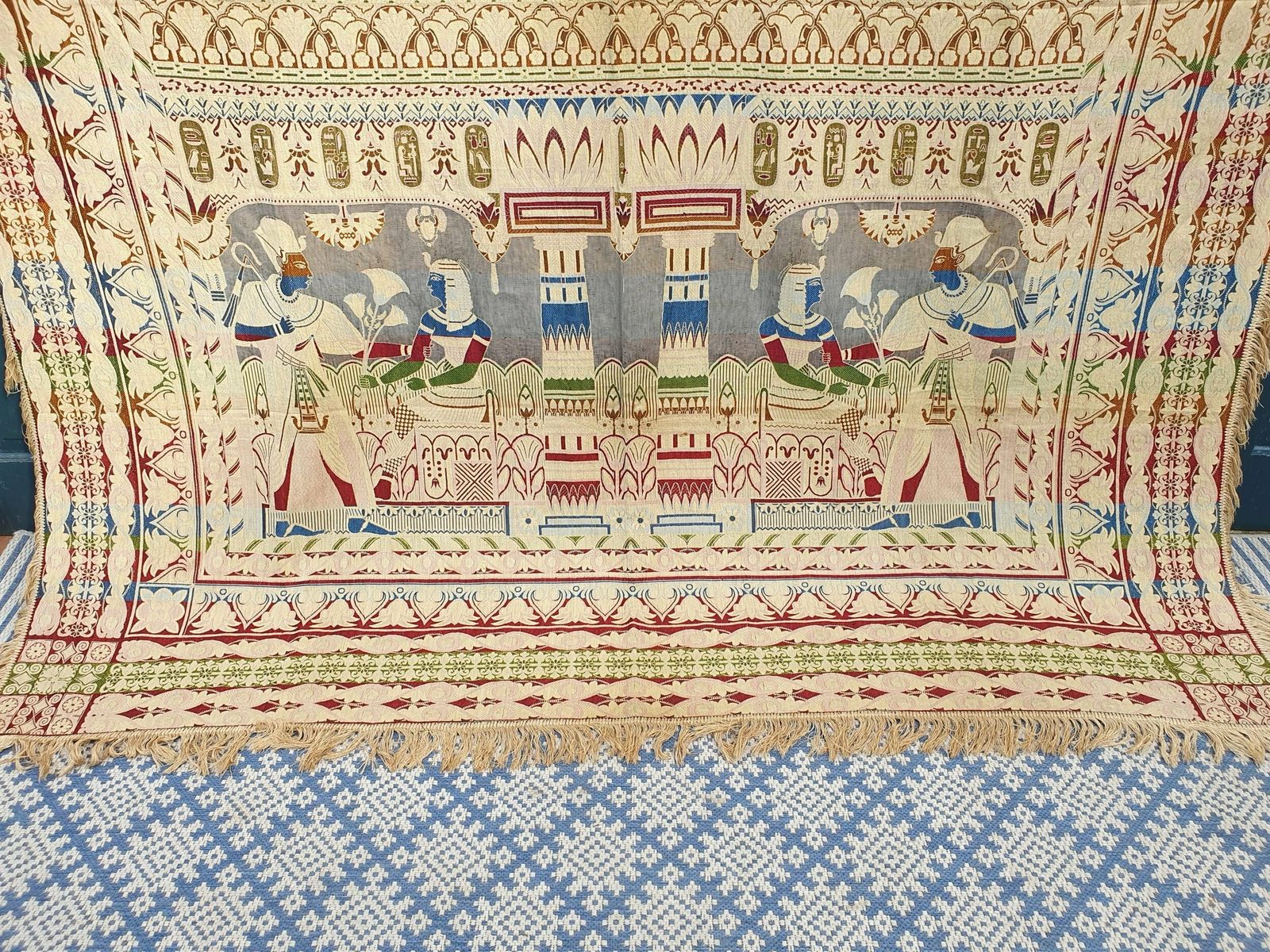 Egyptian Revival Art Deco French Jacquard Shawl photo furniture