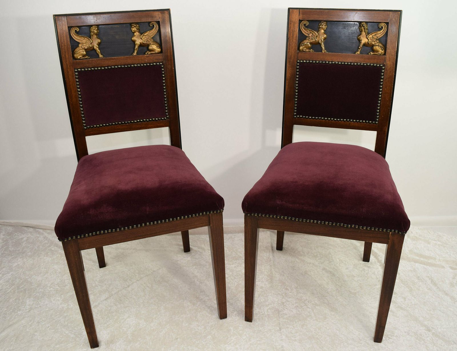 19th Century Egyptian Revival Pair Of Dining Chairs photo furniture