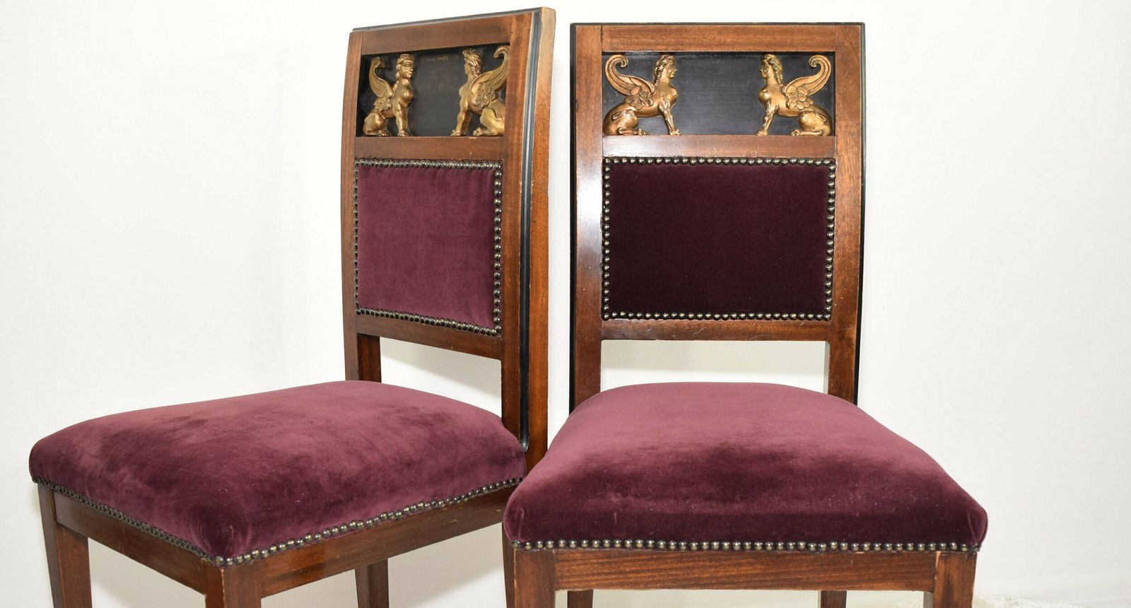 19th Century Egyptian Revival Pair Of Dining Chairs photo for sale