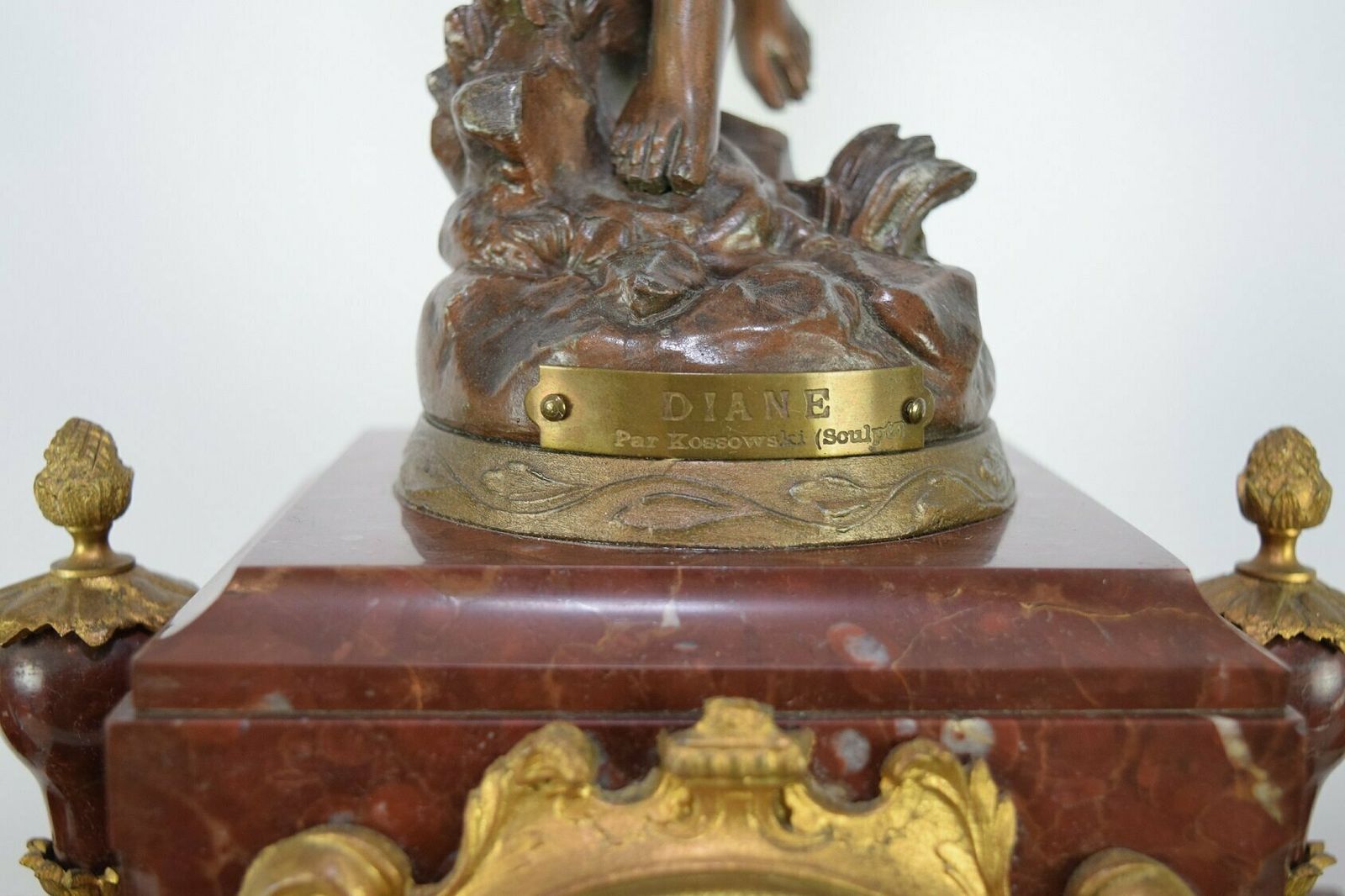 19th Century French Rouge Marble Mantel Clock With Candelabra Garnitures photo vinterior