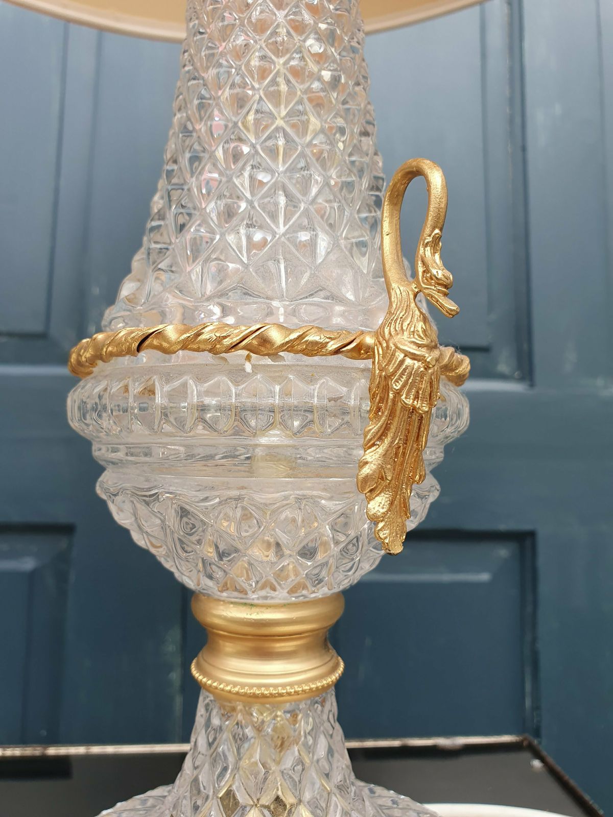 photo furniture Pair Of Glass And Gilt Metal Table Lamps