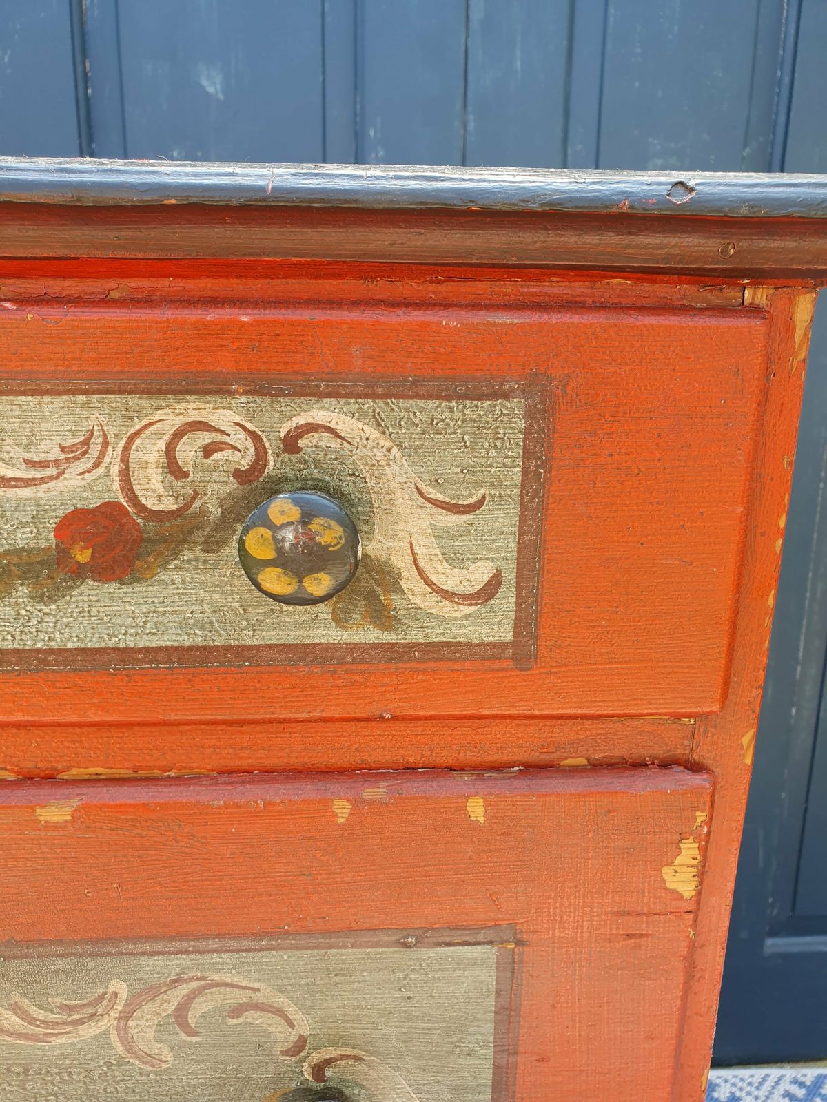 photo for sale German Antique Polychrome Painted Chest Of Drawers