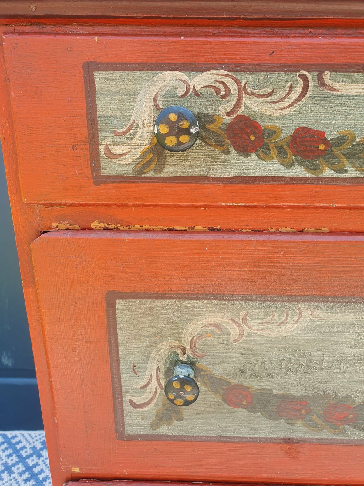 Furniture German Antique Polychrome Painted Chest Of Drawers photo