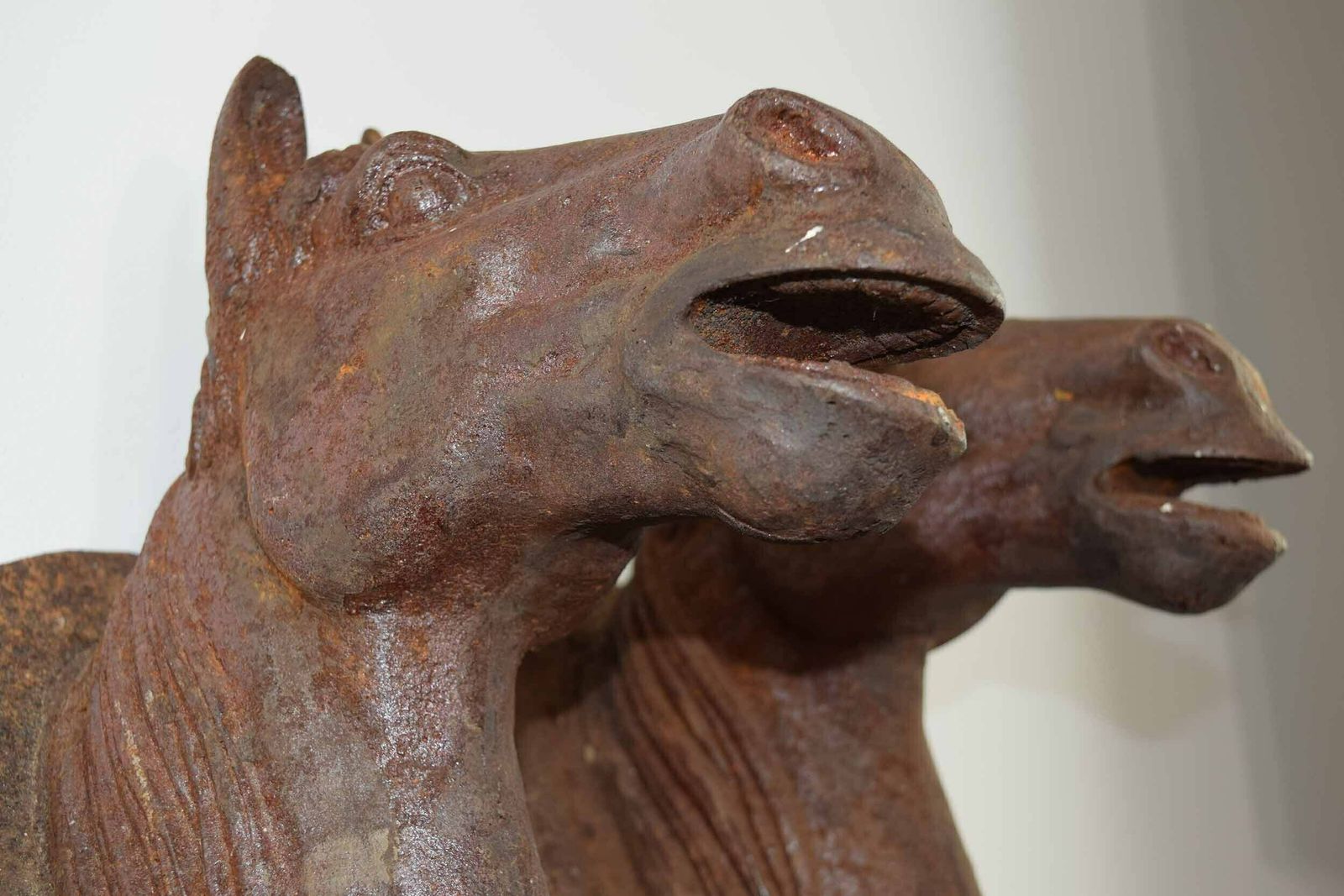 Pair Of Antique French Wall Mounted Cast Iron Horse Heads photo furniture