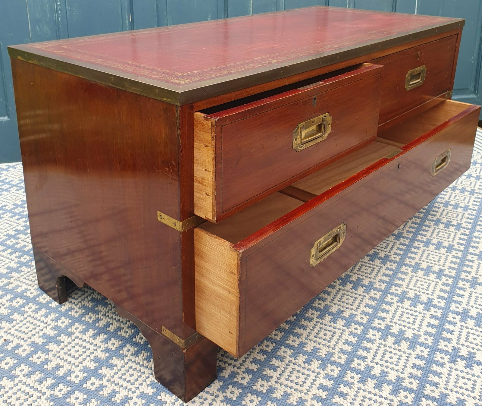 Leather Top Campaign Chest Of Drawers photo furniture