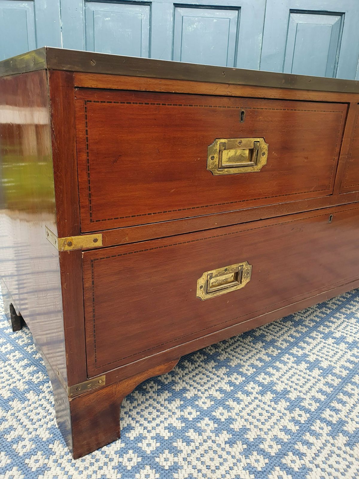 Leather Top Campaign Chest Of Drawers photo Furniture