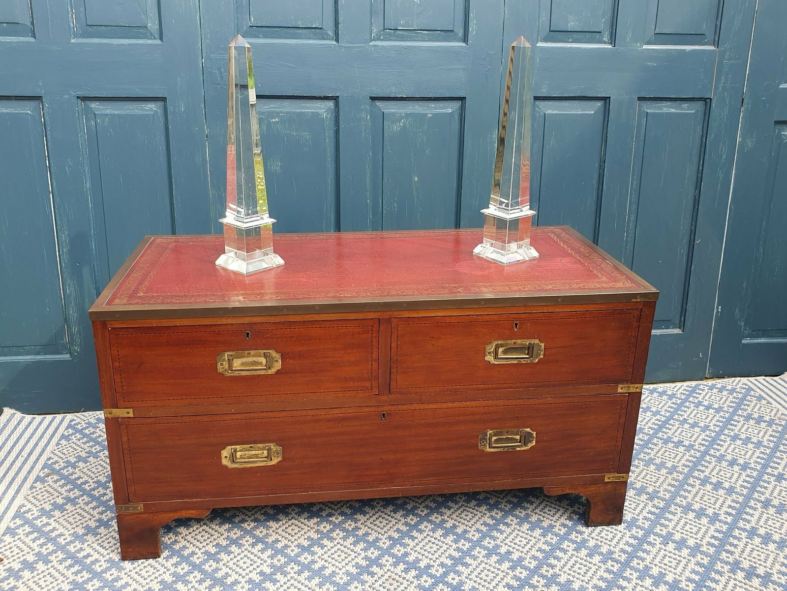 Leather Top Campaign Chest Of Drawers photo buy