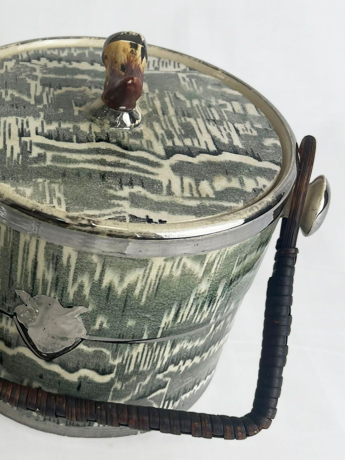 Antique Arthur Wood English Silver Shield Staffordshire Style Ice Bucket Circa 1920, Barware Collectable, Vintage Barware, Retro Ice Bucket photo furniture