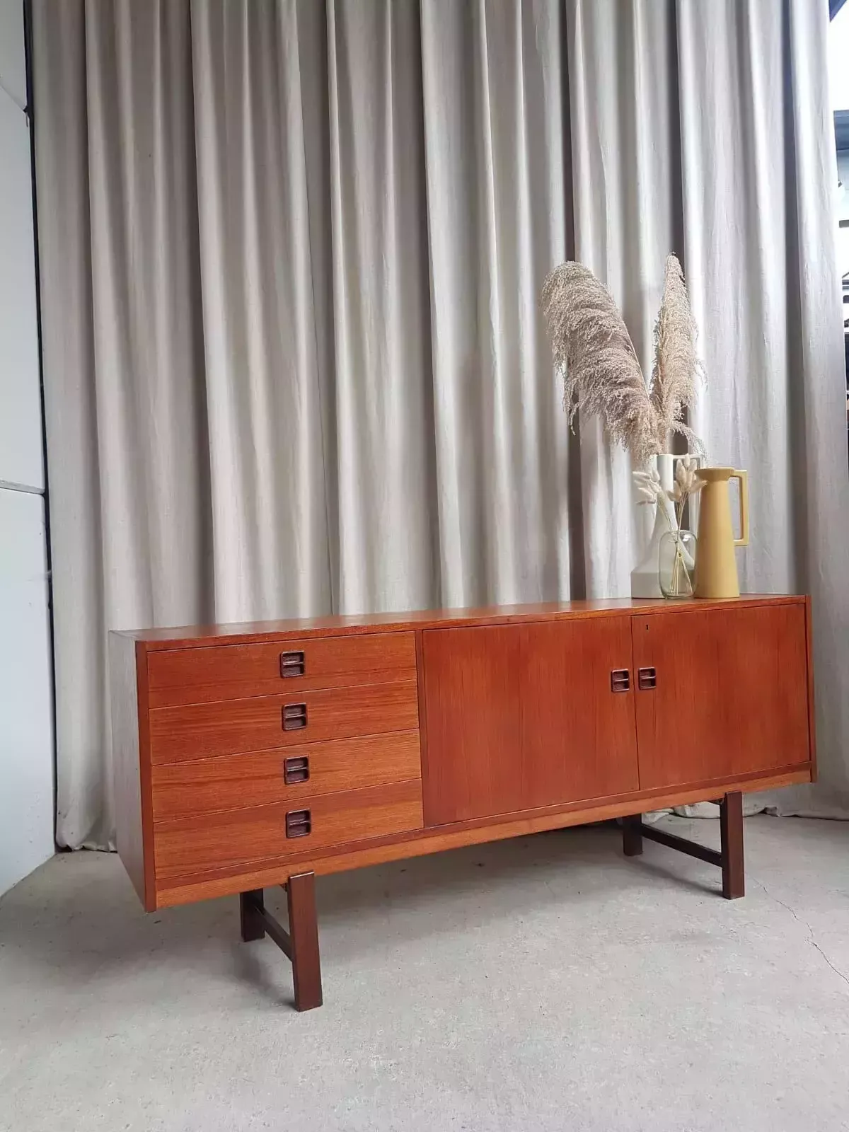 Vtg Mid Century Danish Teak Sideboard Credenza Scandi Retro photo furniture