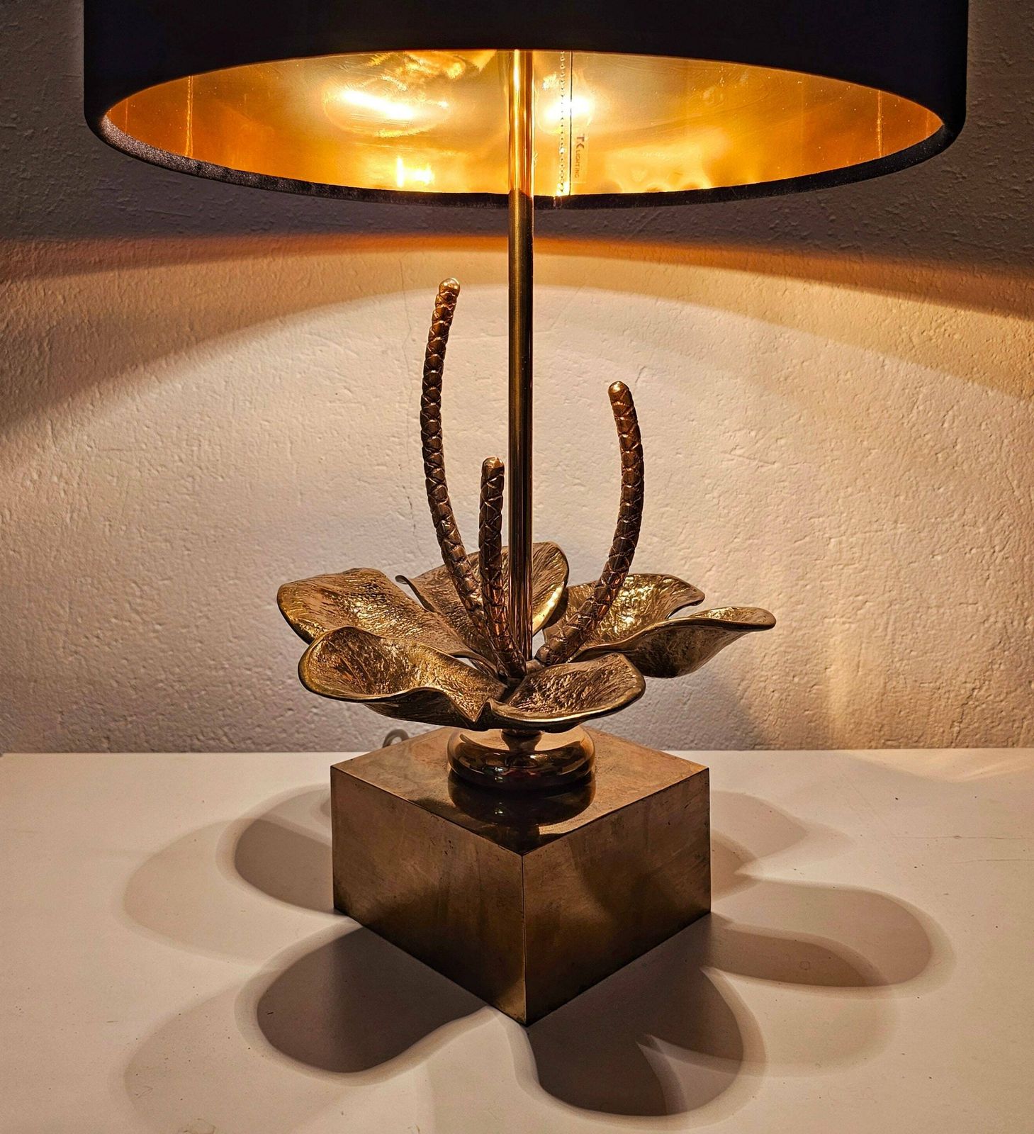 Mid Century Modern Nenuphar Lilly Table Lamp Done In Bronze And Brass By Maison Charles // Made In France In 1960s photo buy