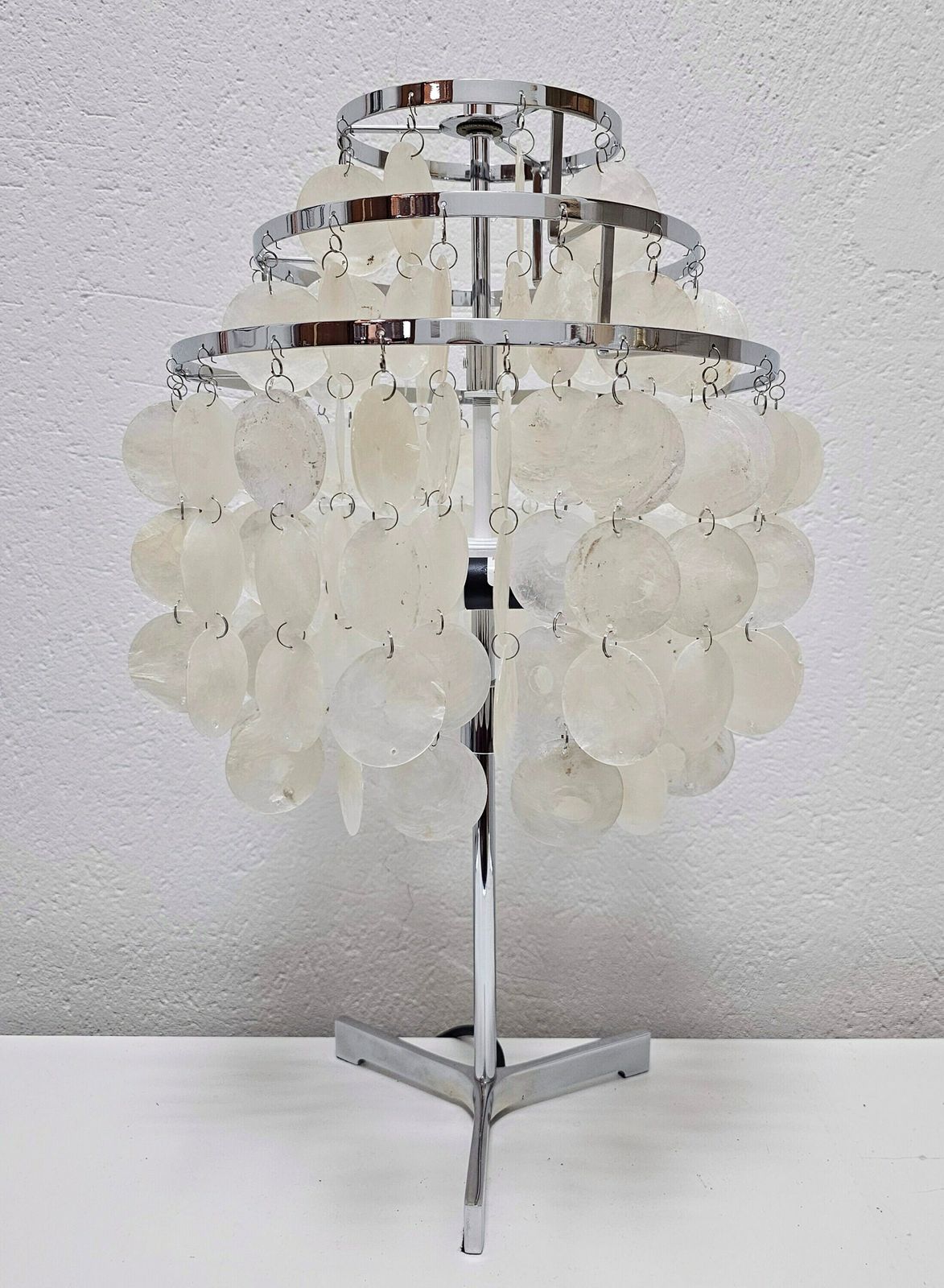 Mid Century Modern Table Lamp With Seashell Shade In Style Of Verner Panton Fantasy Lamp // Made In USA In 1980s photo furniture