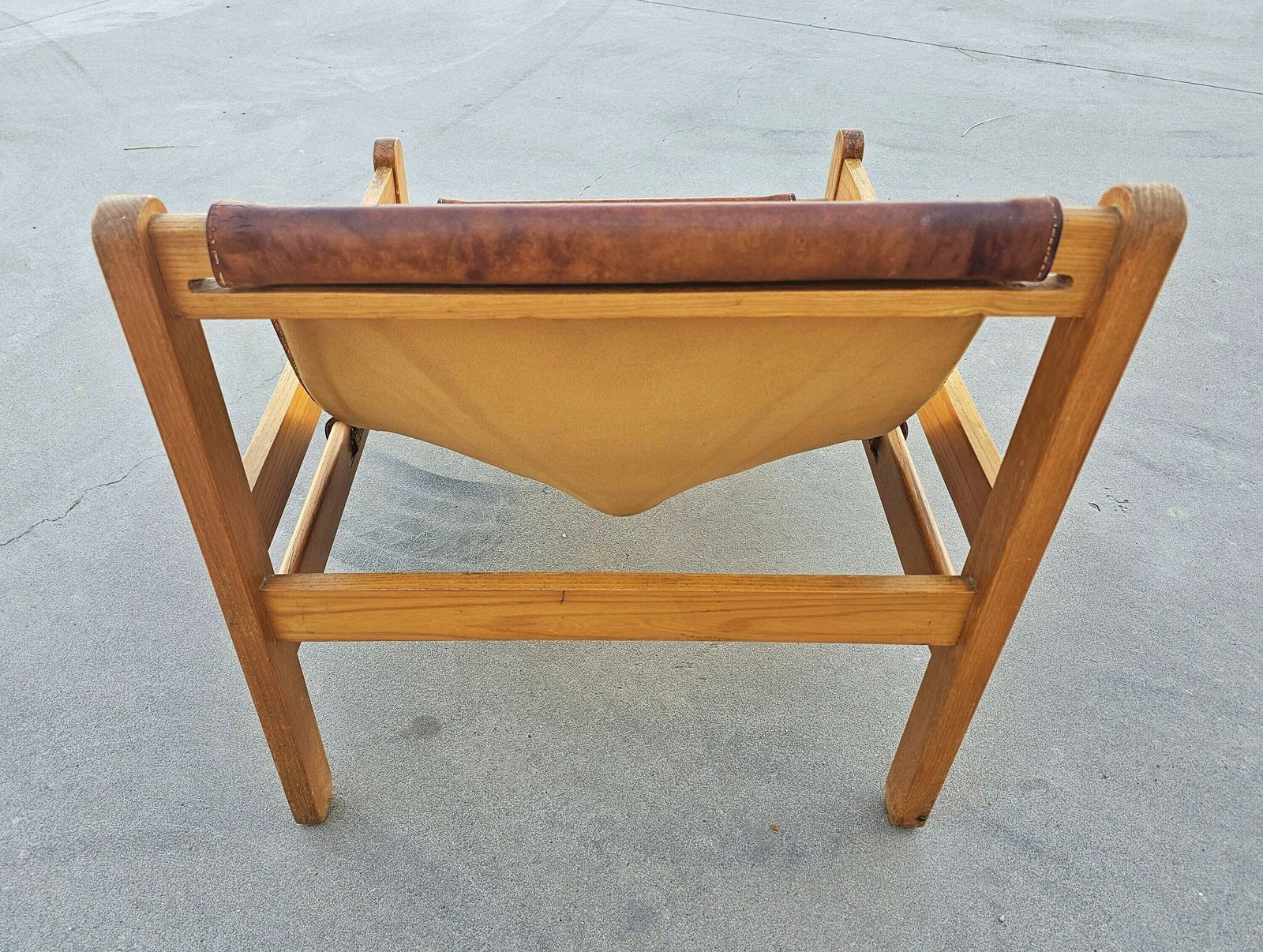 Brazilian Mid Century Modern Cognac Leather Sling Chair With Beautiful Patina // Made In Brazil In 1970s photo buy
