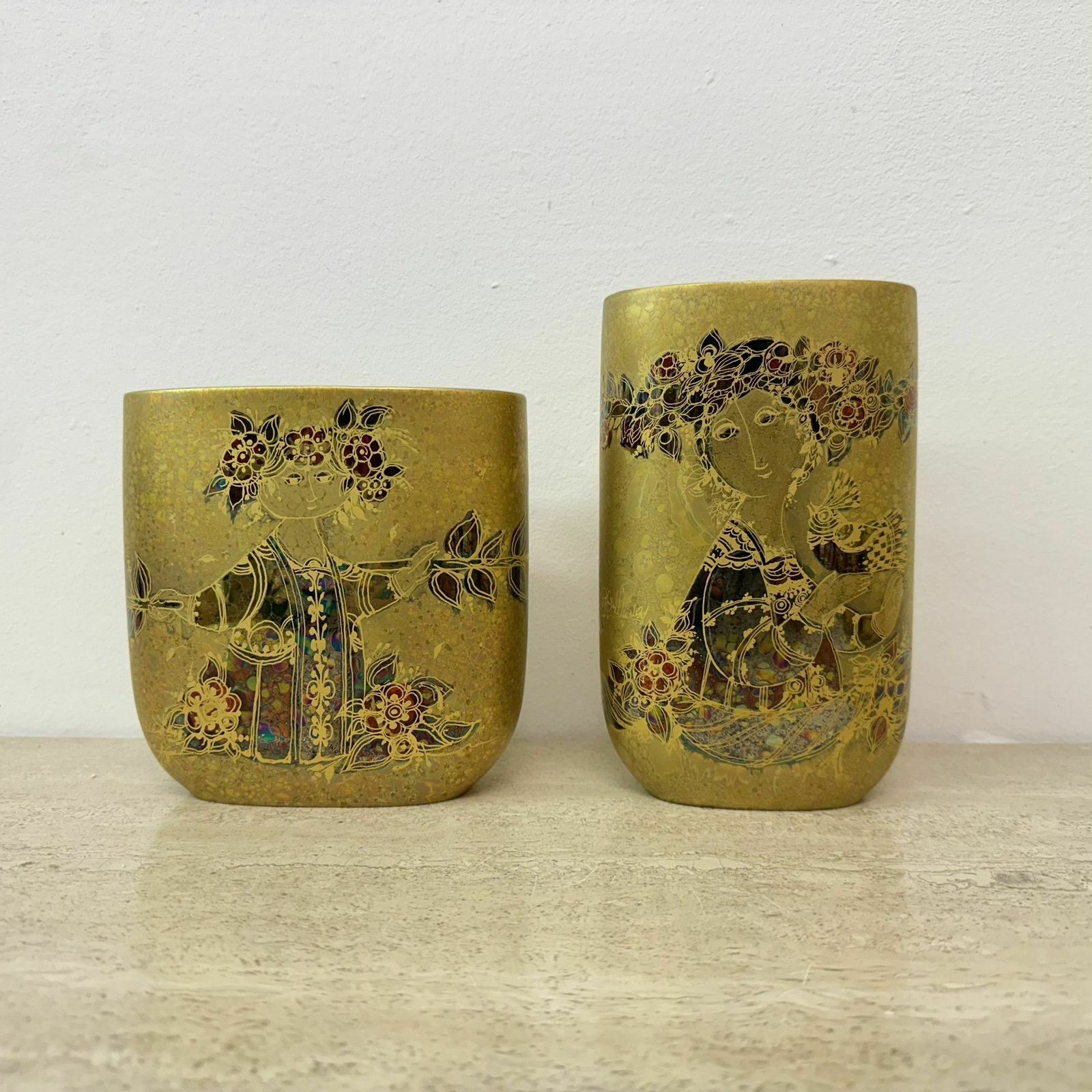 Rare Set Of 2 Bjørn Wiinblad For Rosenthal Vase, 1970’s photo Home Decor