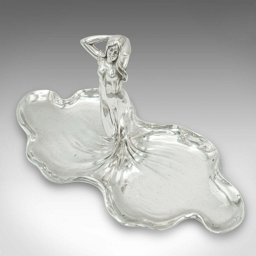 photo for sale Antique Art Nouveau Centrepiece Figure, German Card Tray, Bonbon Dish, Victorian