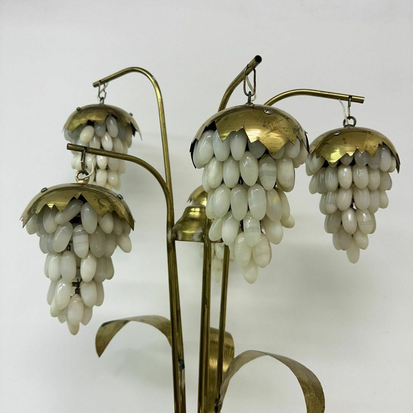 Mid Century Brass Floor Lamp With Alabaster Grapes , 1950s photo furniture