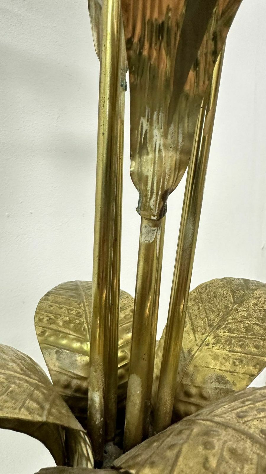 Lighting Mid Century Brass Floor Lamp With Alabaster Grapes , 1950s photo