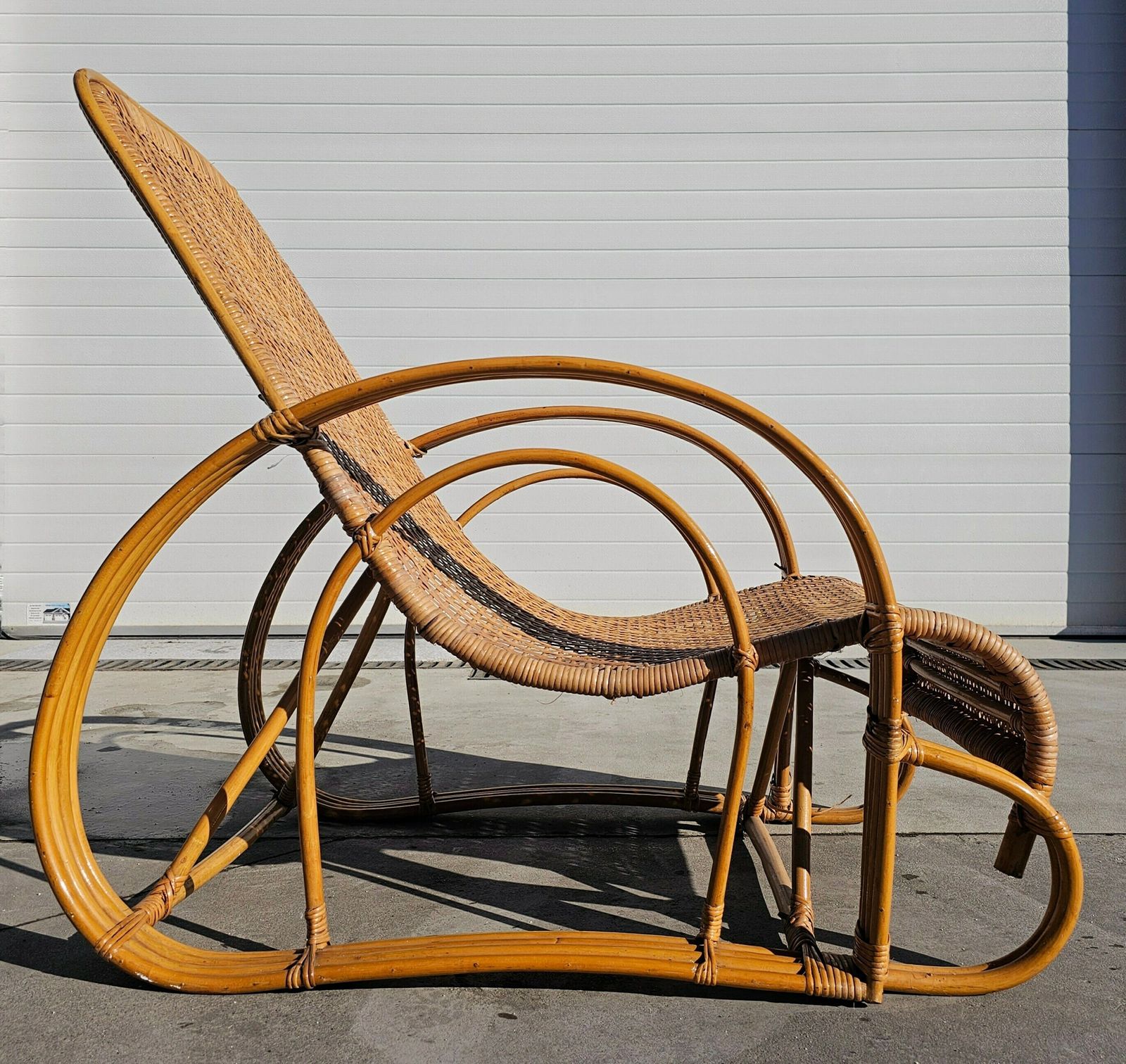 Pair Of Mid Century Modern Bamboo And Rattan Loungers // Bamboo Lounger // Made In Italy In 1960s photo for sale