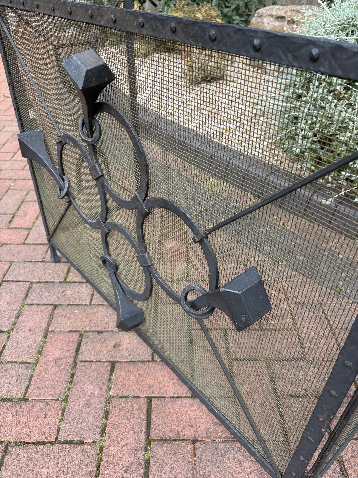 Hand Forged Wrought Iron Fire Guard Screen photo vintage
