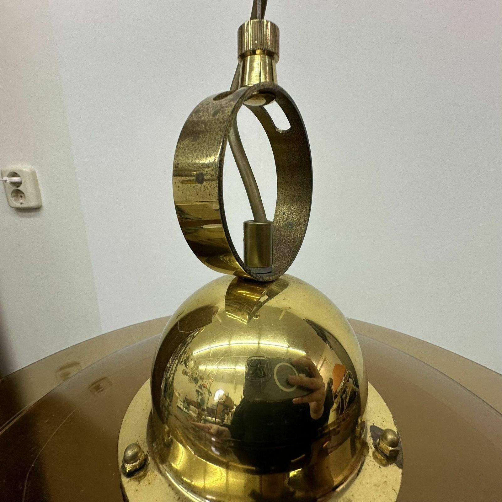 photo vintage Sölken Leuchten Glazen Hanglamp, Jaren 1970