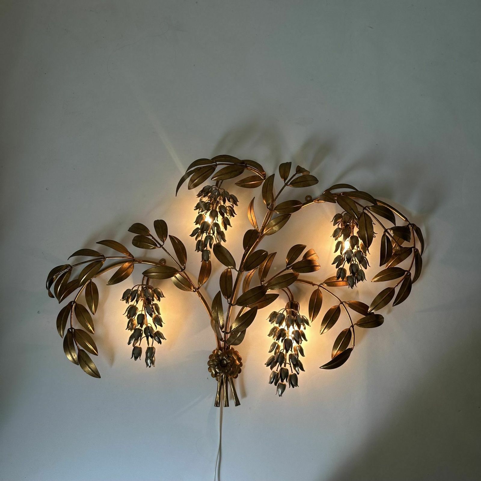 Hans Kögl Wisteria Wall Lamp Gilded Metal , 1970s photo furniture
