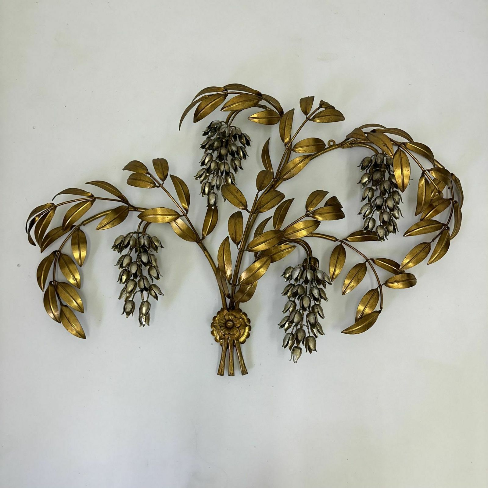 photo vintage Hans Kögl Wisteria Wall Lamp Gilded Metal , 1970s