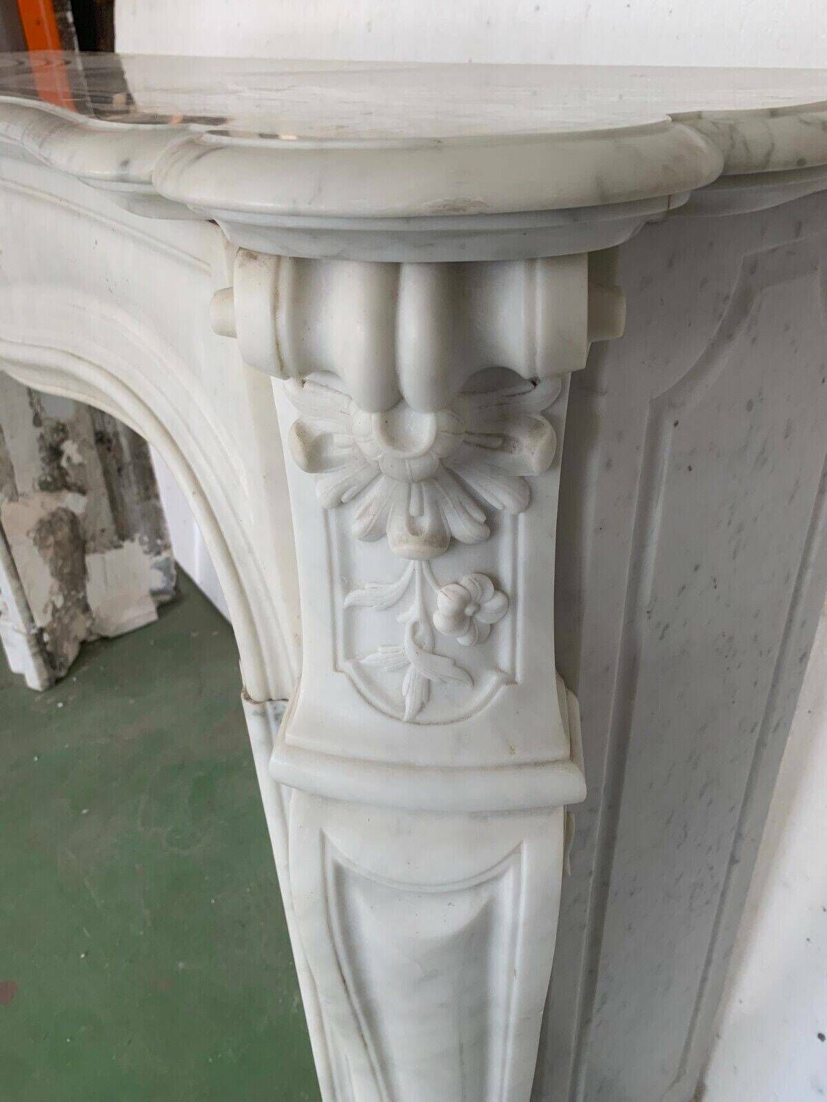 Louis XV Style Fireplace In White Carrara Marble 19th Century photo furniture