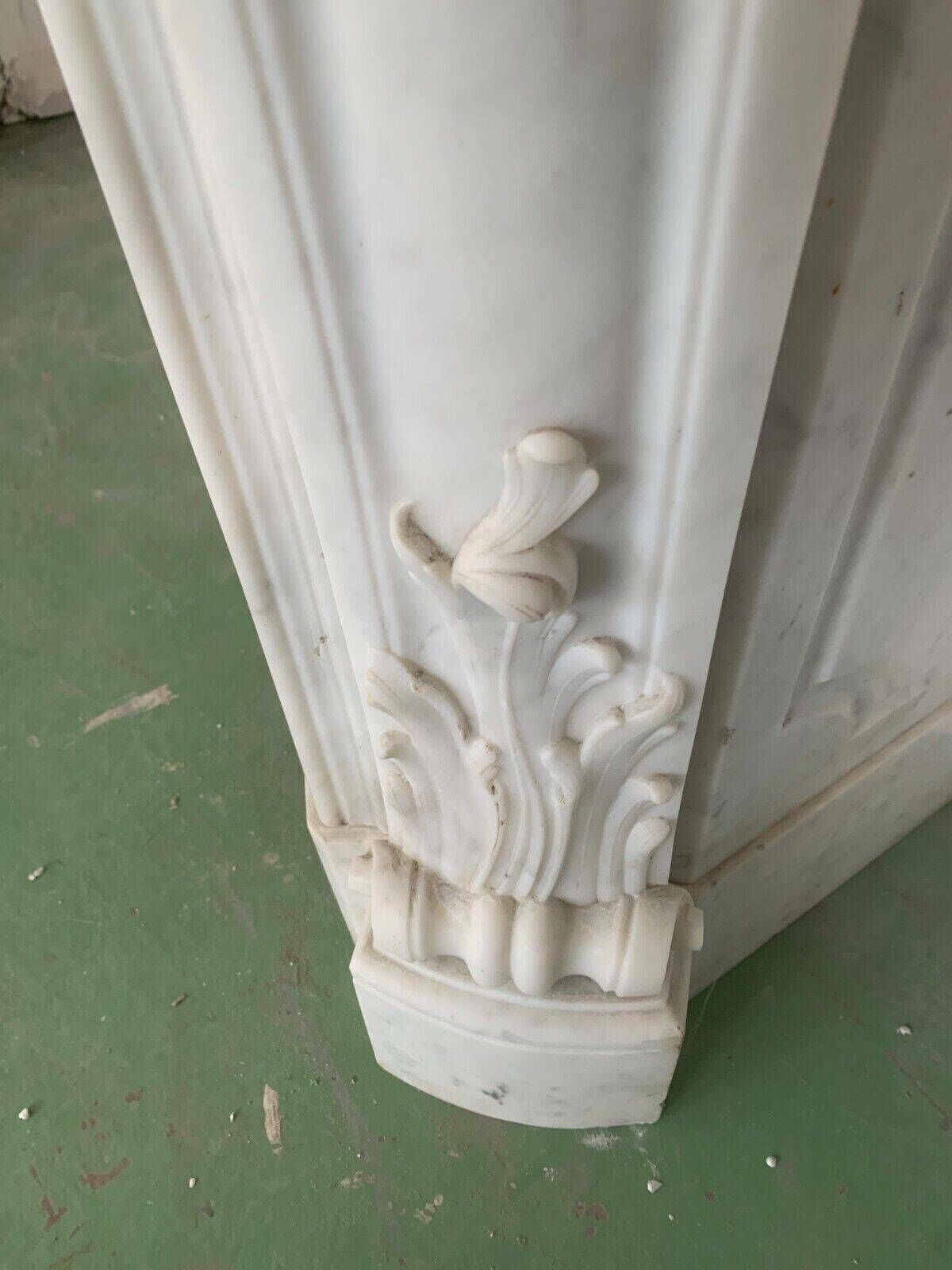 photo for sale Louis XV Style Fireplace In White Carrara Marble 19th Century
