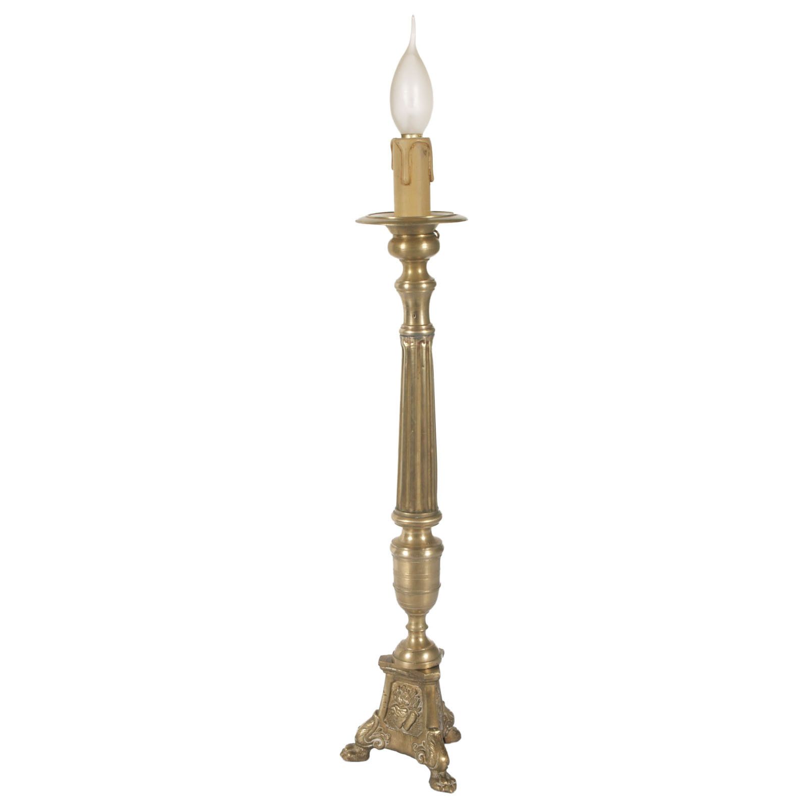 17th Century Antique Original Lampholder Candelabrum In Gilt Bronze