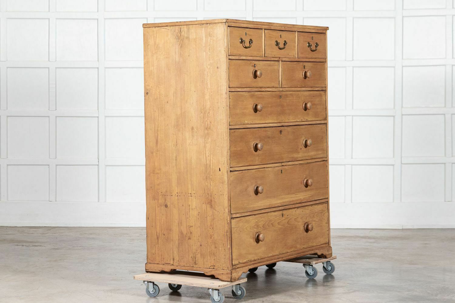 Large 19thc English Pine Chest Drawers