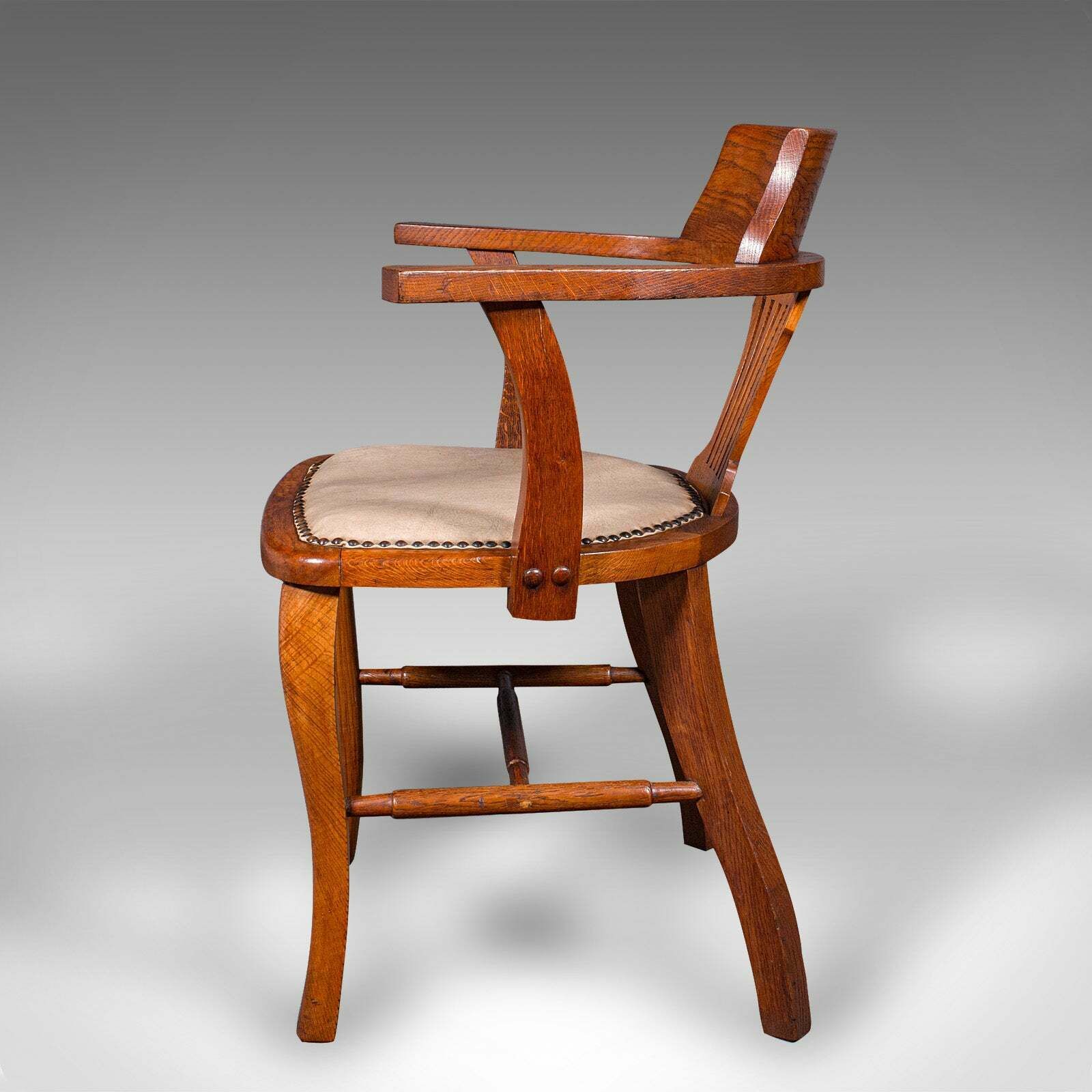 Antique Desk Elbow Chair, English, Oak, Office Seat, Drawing Room, Edwardian photo Furniture